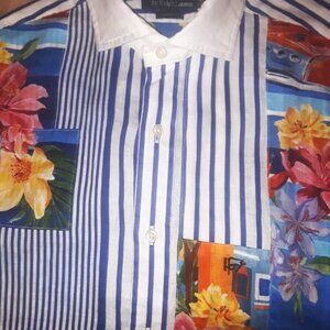Polo Ralph Lauren Hawaii floral striped patchwork shirt--RARE